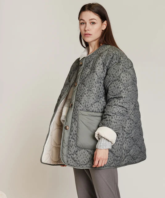 10DAYS | QUILTED JACKET ARMY LEOPARD - GREY GREEN